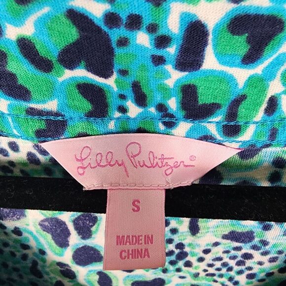 Lilly Pulitzer Blue Turquoise White Leopard Animal Print Dress Small Size Small - Picture 3 of 6